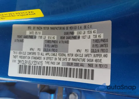 2018 Toyota Yaris Ia from USA, damaged, VIN 3MYDLBYV9JY331415